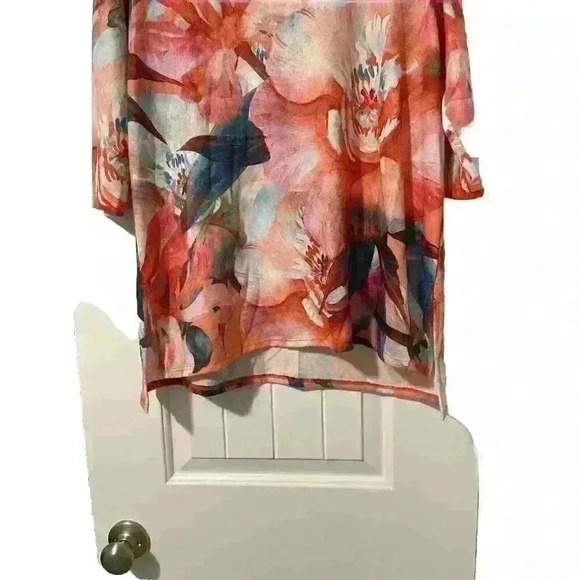 Soft Surroundings Pullover Top Marciana Artsy Pink Floral 3/4 Sleeve Tunic Small - Picture 4 of 4